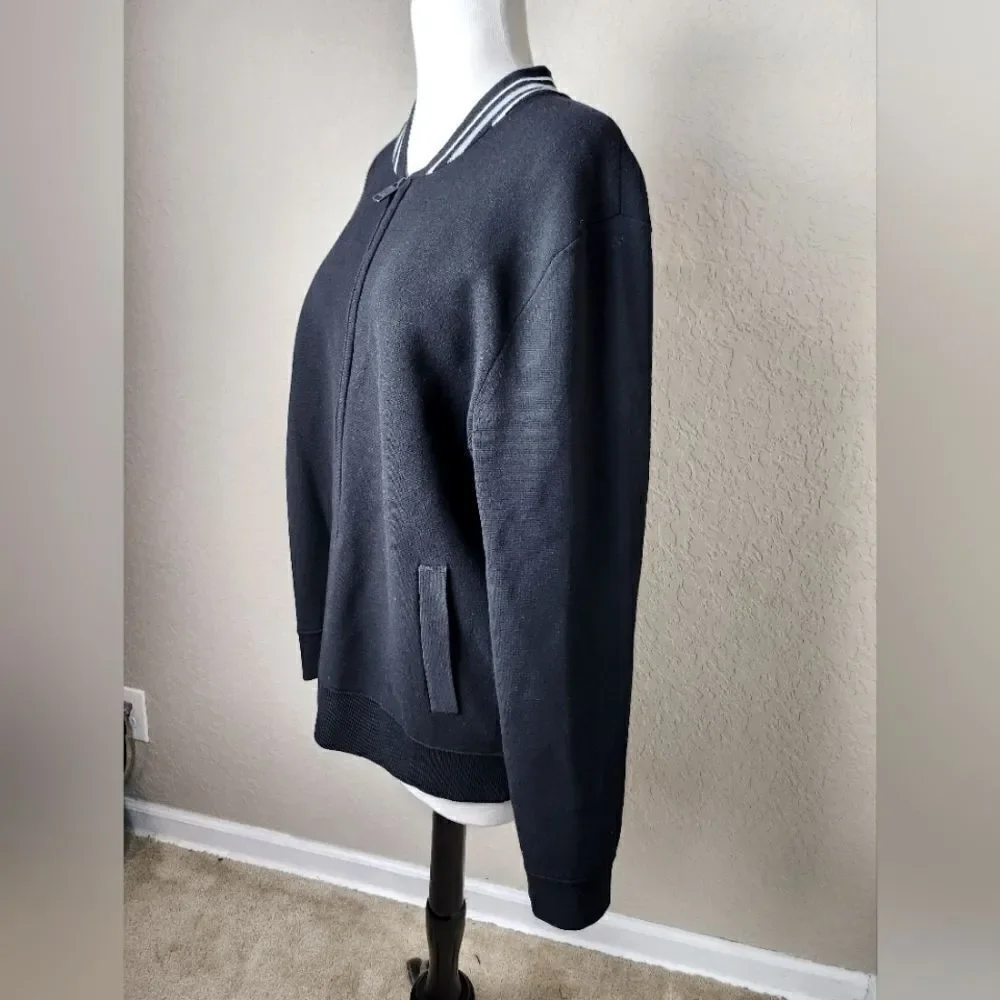 Vince Bomber Jacket with Striped Collar Black Size M